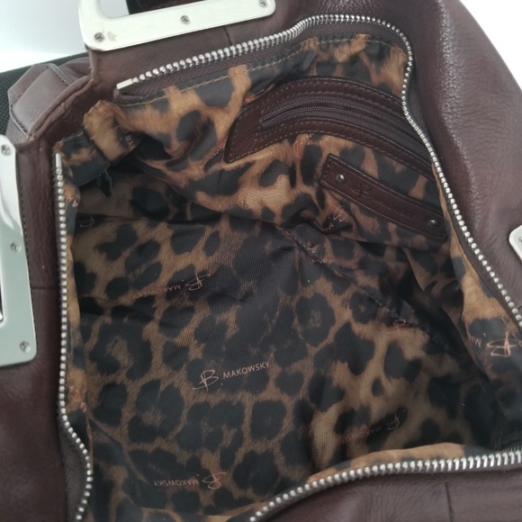 Makowsky brown w/silver metal soft leather hobo - Picture 5 of 5